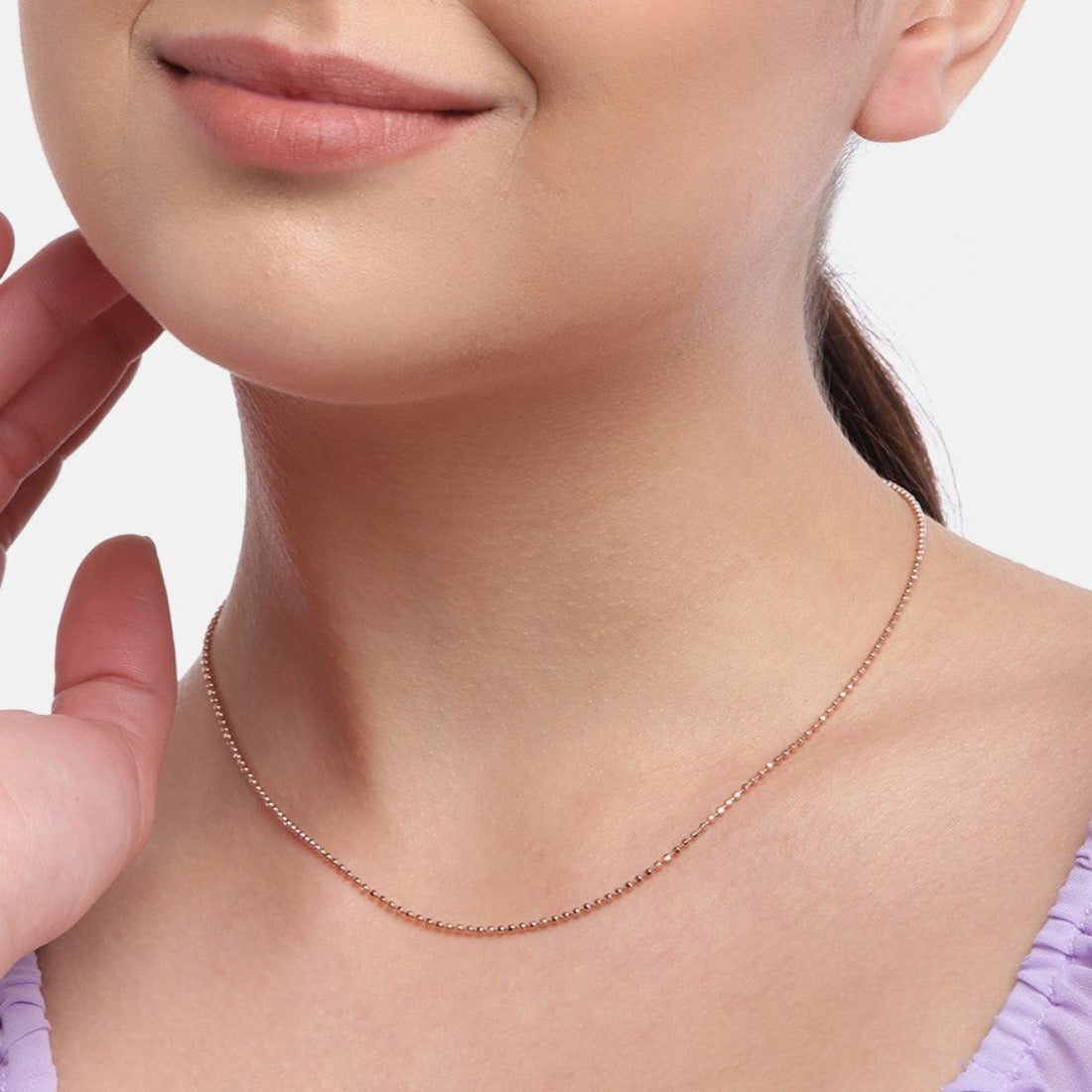 Classic Beaded Rose Gold Plated 925 Sterling Silver Chain