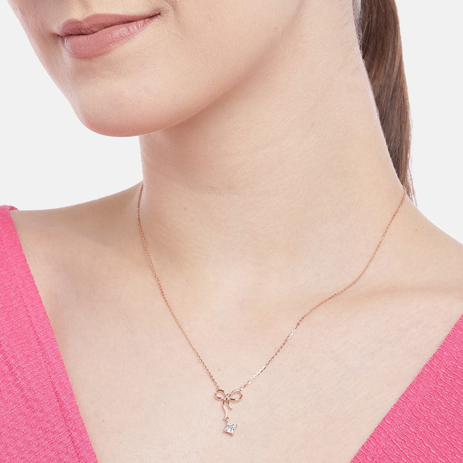 Cutest Bow Tie Rose-Gold 925 Sterling Silver Necklace