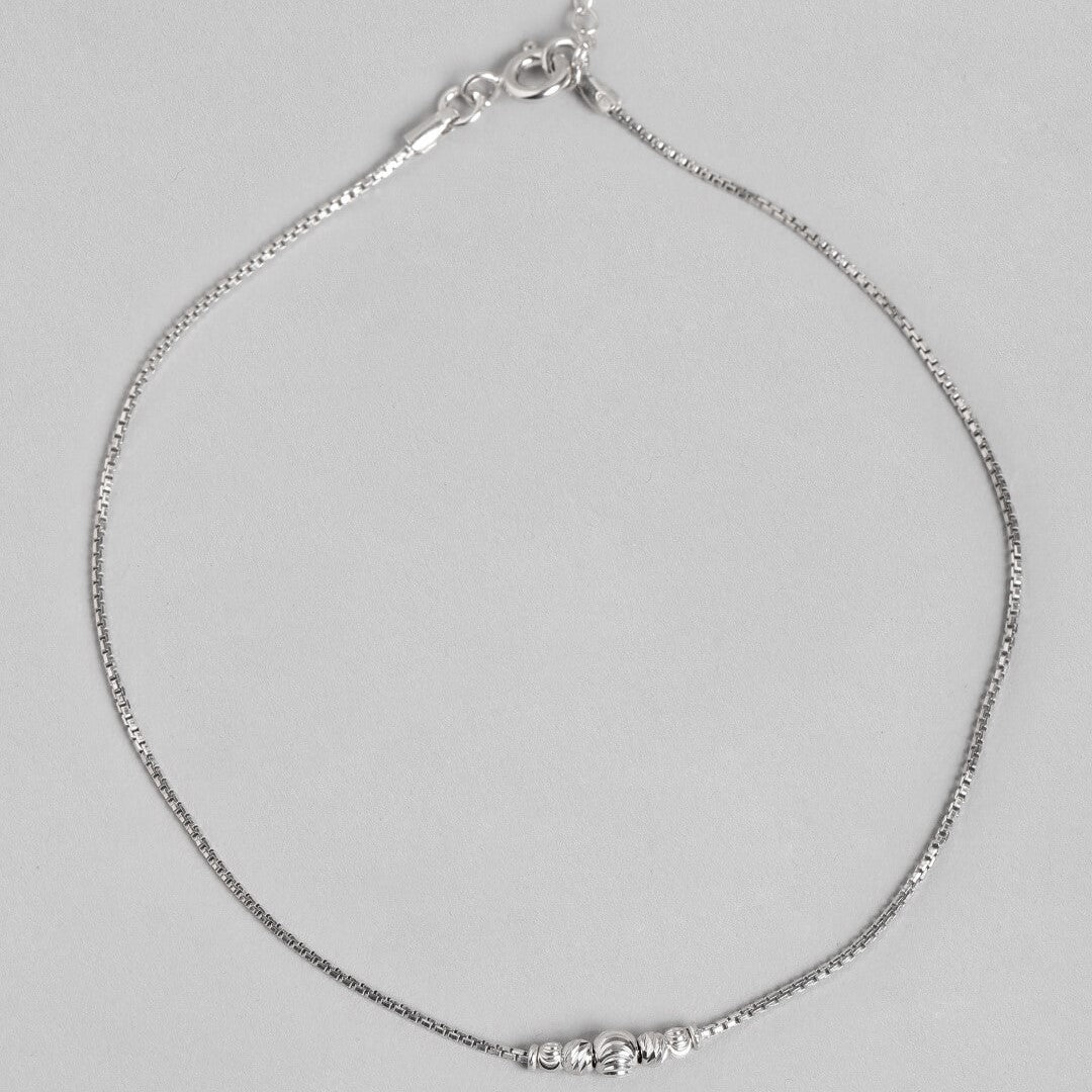 Bold Bead 925 Silver Anklet