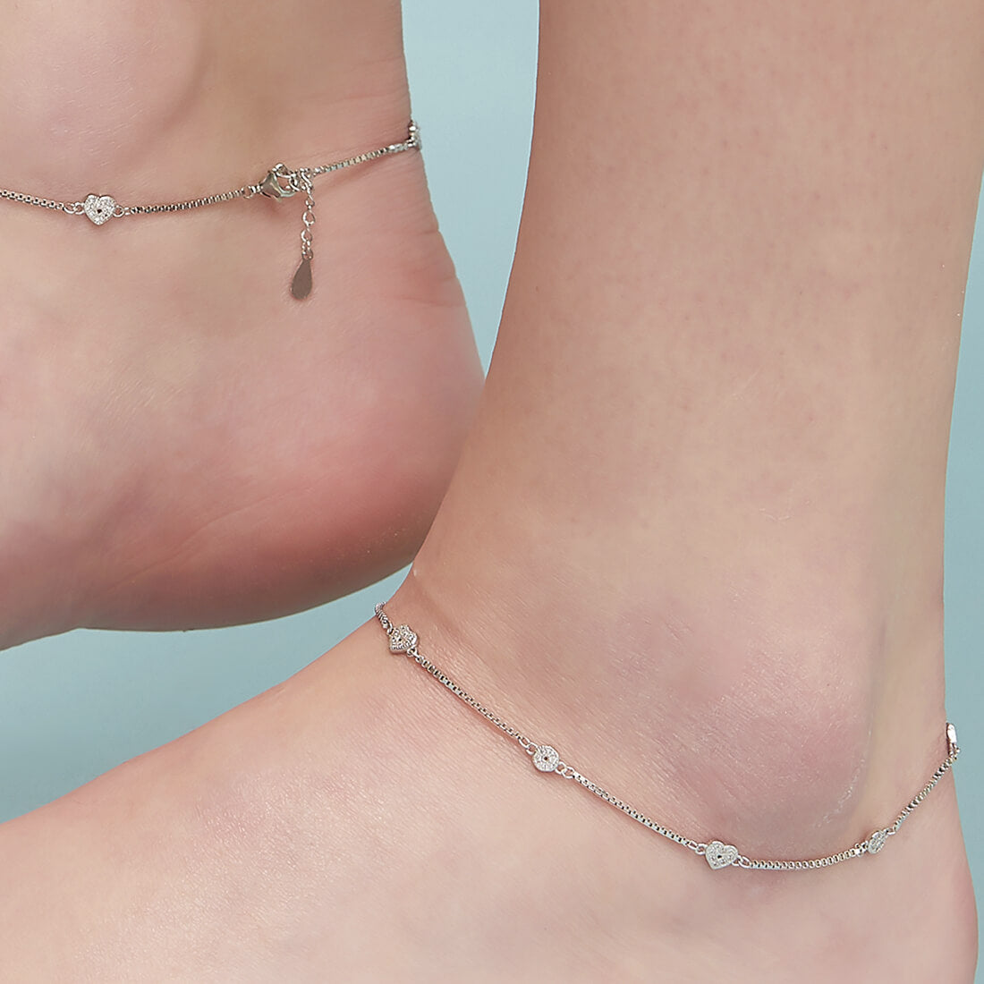 Minimal Heart Trinket 925 Silver Anklet
