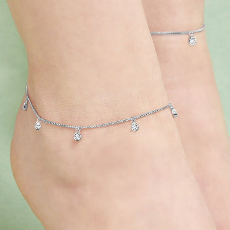 Pretty Delicate Drops 925 Silver Anklets