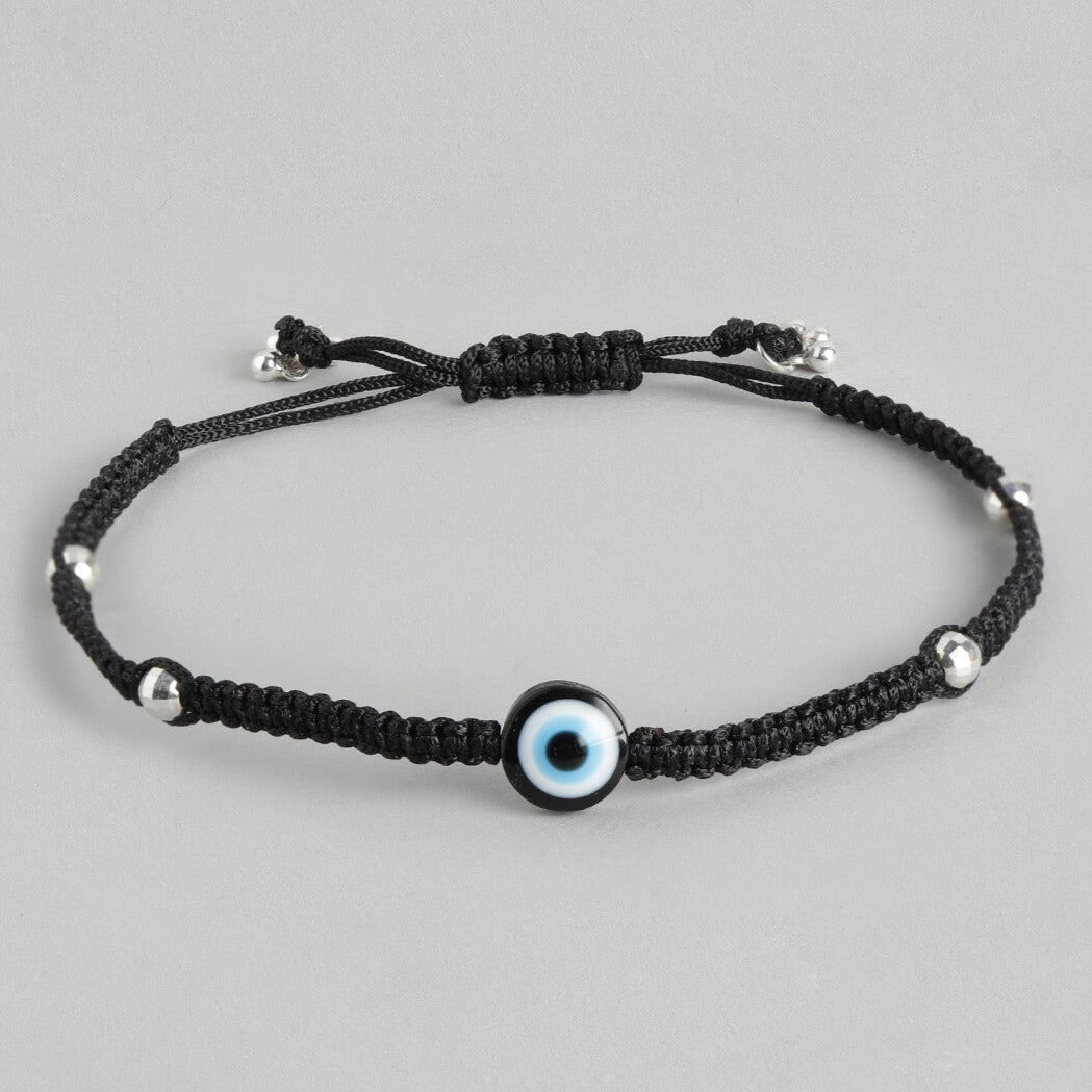 Black Thread with Evil Eye 925 Silver Anklet