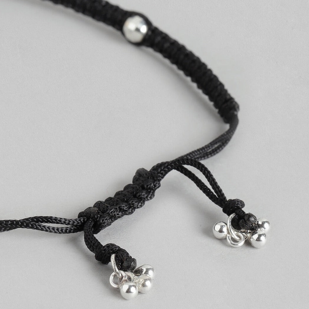 Black Thread with Evil Eye 925 Silver Anklet