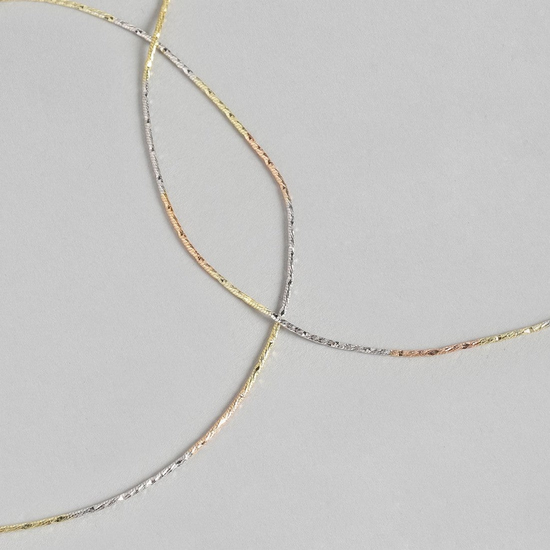 Triple Tone 925 Sterling Silver Anklet