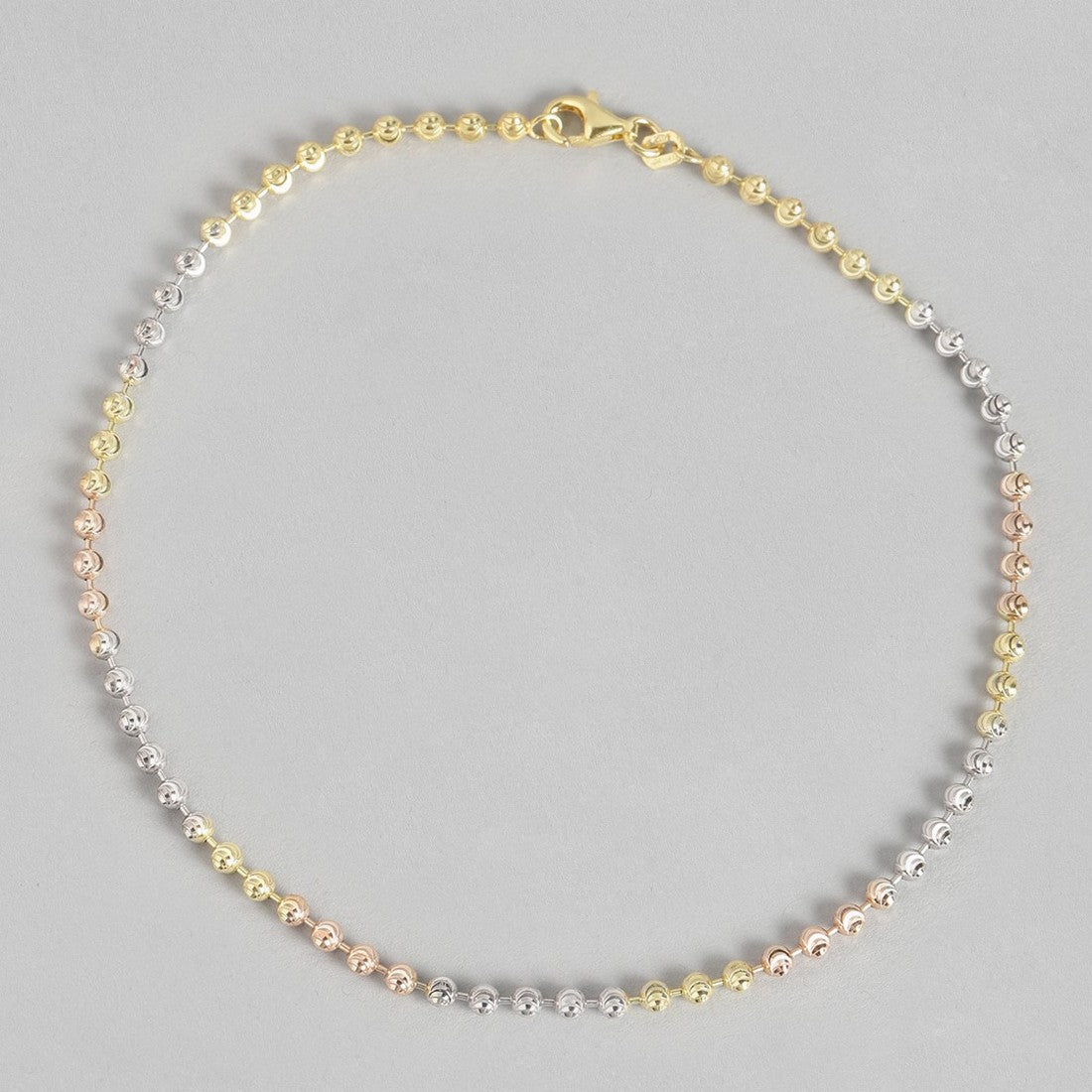 Dual Tone Beaded 925 Sterling Silver Anklet
