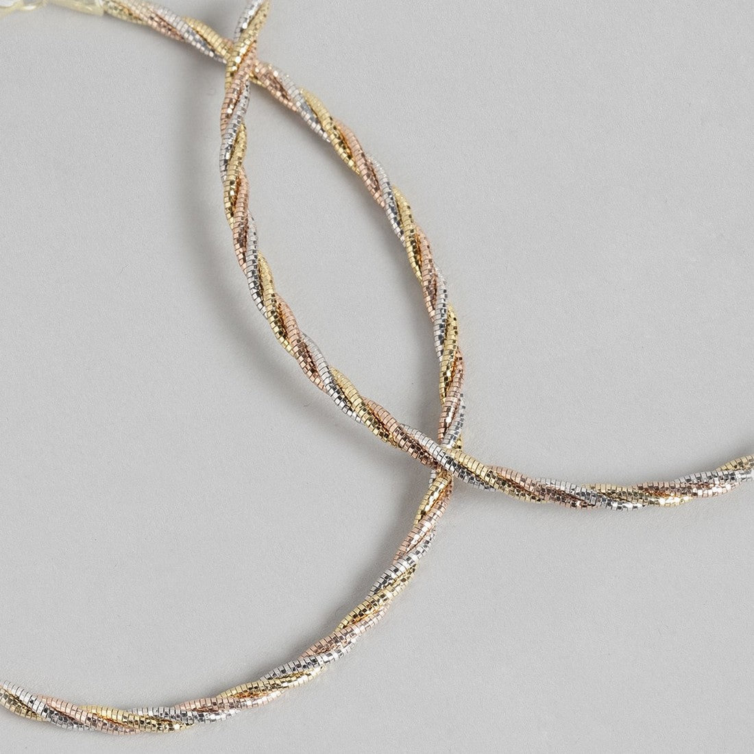 Twisted Triple Toned 925 Sterling Silver Anklet