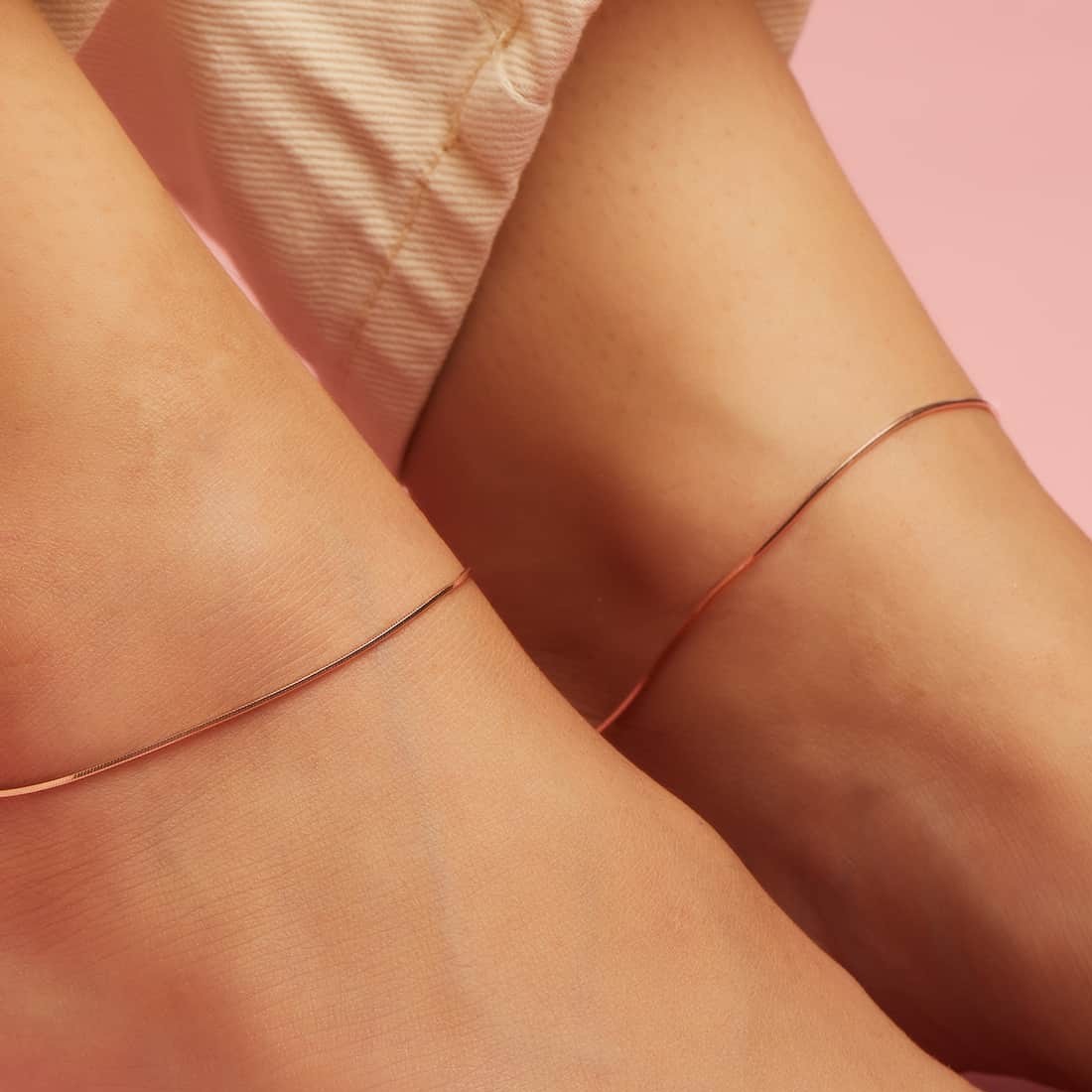 Minimal Chain 925 Sterling Silver Anklet In Rose Gold