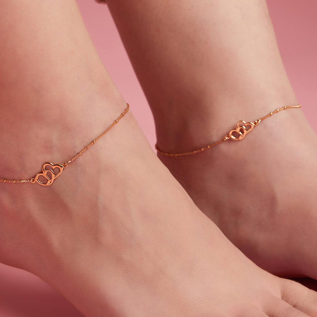 Hearts Rose-Gold plated 925 Anklet