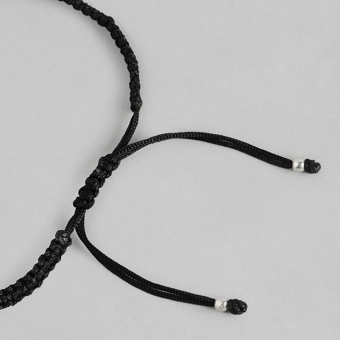 Leafy Silver 925 hallmark Black Thread Anklet