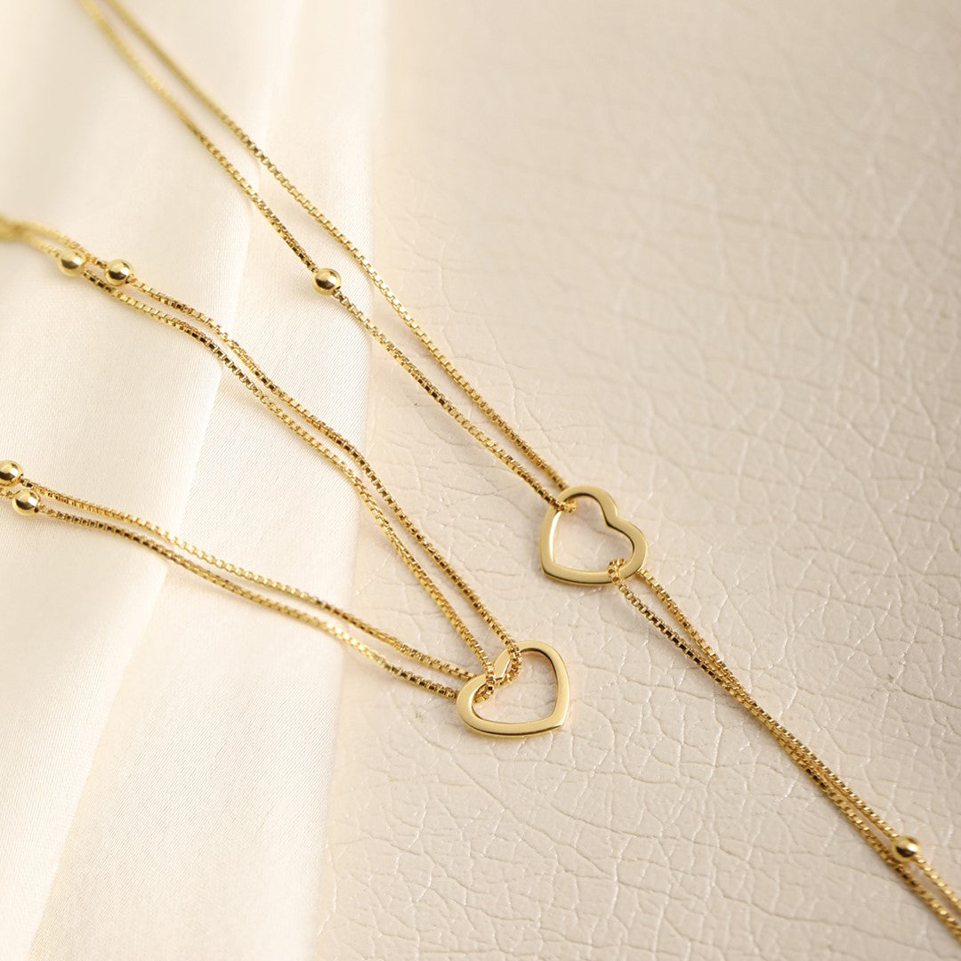 Dainty Silver Heart Gold Plated 925 Silver Anklets