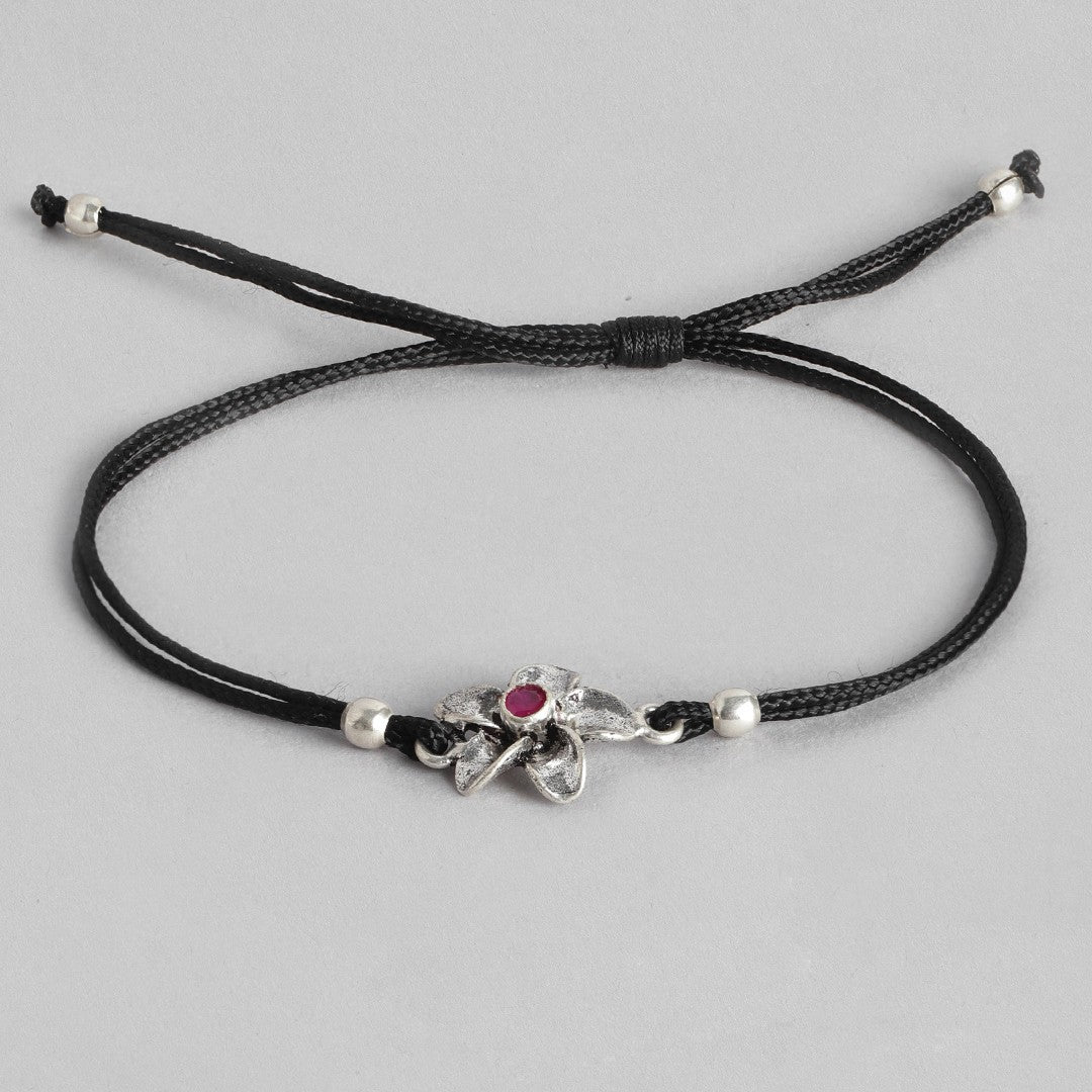 Black Thread Woven Thread Anklets in 925 Sterling Silver