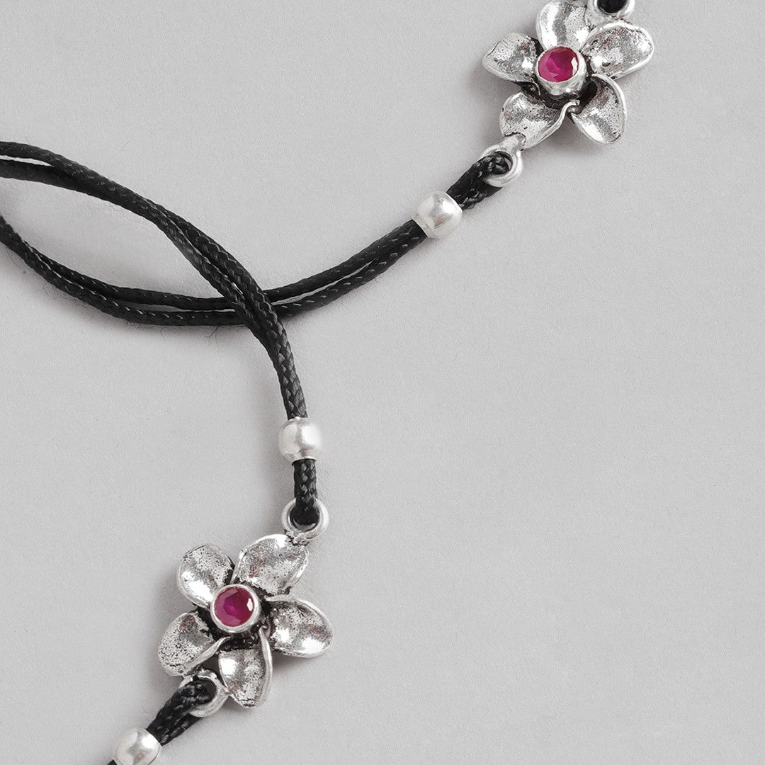 Black Thread Woven Thread Anklets in 925 Sterling Silver