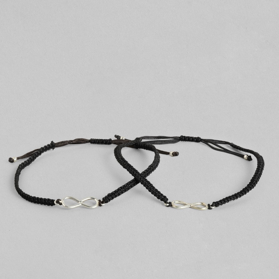 Black Thread Infinity 925 Sterling Silver Anklet