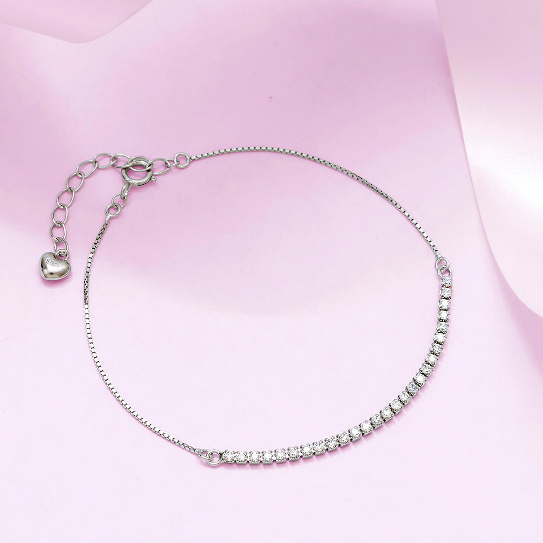 Linear Sleek Zircon 925 Silver Bracelet