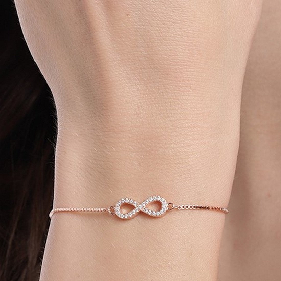 Rose Gold Minimal Infinity 925 Silver Bracelet