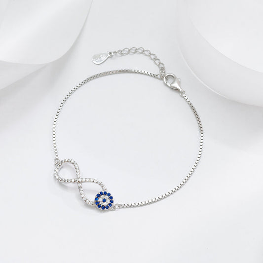 Infinity Evil Eye 925 Silver Rhodium Plated Bracelet