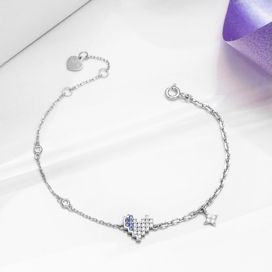 Minimal Heart 925 Silver Bracelet