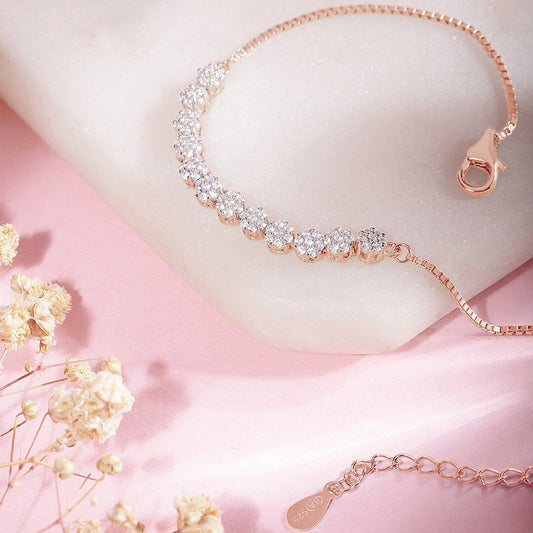 CZ Studded Rose Gold 925 Sterling Silver Bracelet