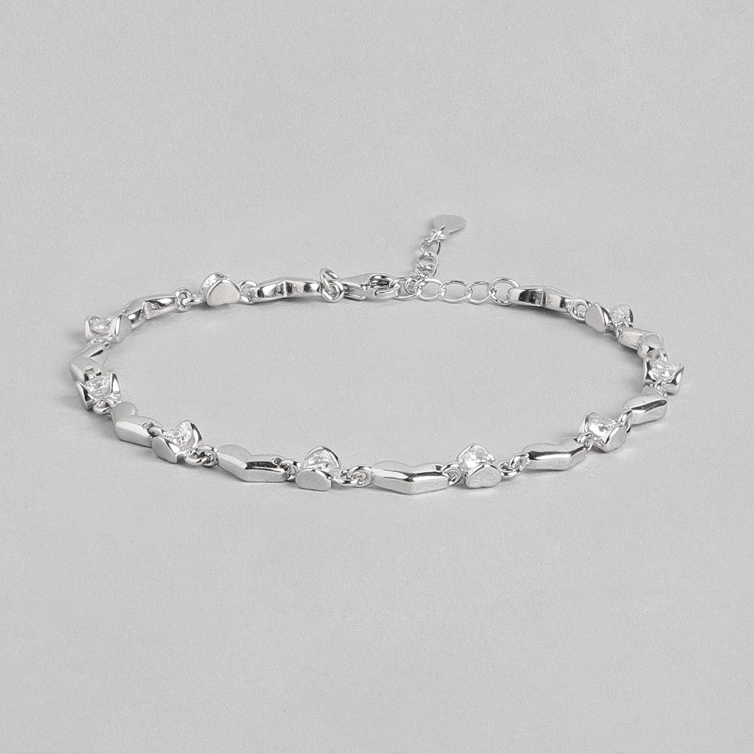 Heartful Solitaire 925 Sterling Silver Bracelet