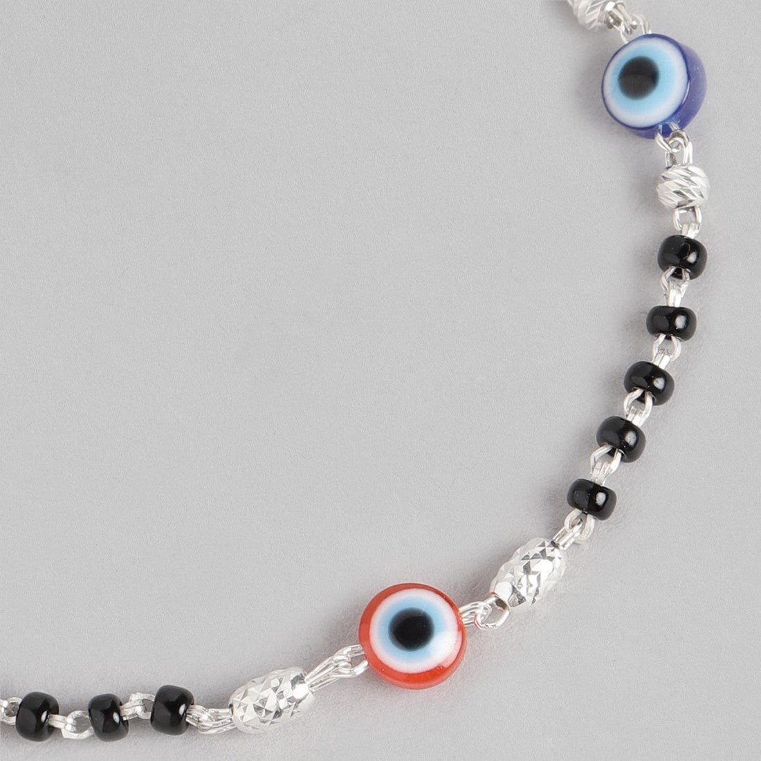 Beaded Evil Eye 925 Sterling Silver Chain Bracelet