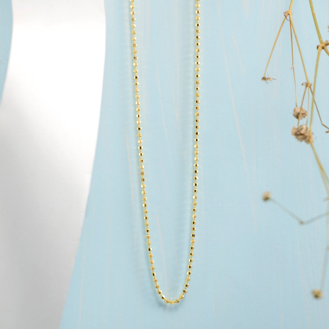 Minimal Beaded Gold Plated 925 Sterling Silver Chain