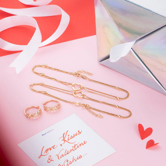 Heart's Desire CZ 925 Silver Jewelry Set - Valentines Edition With Gift Box