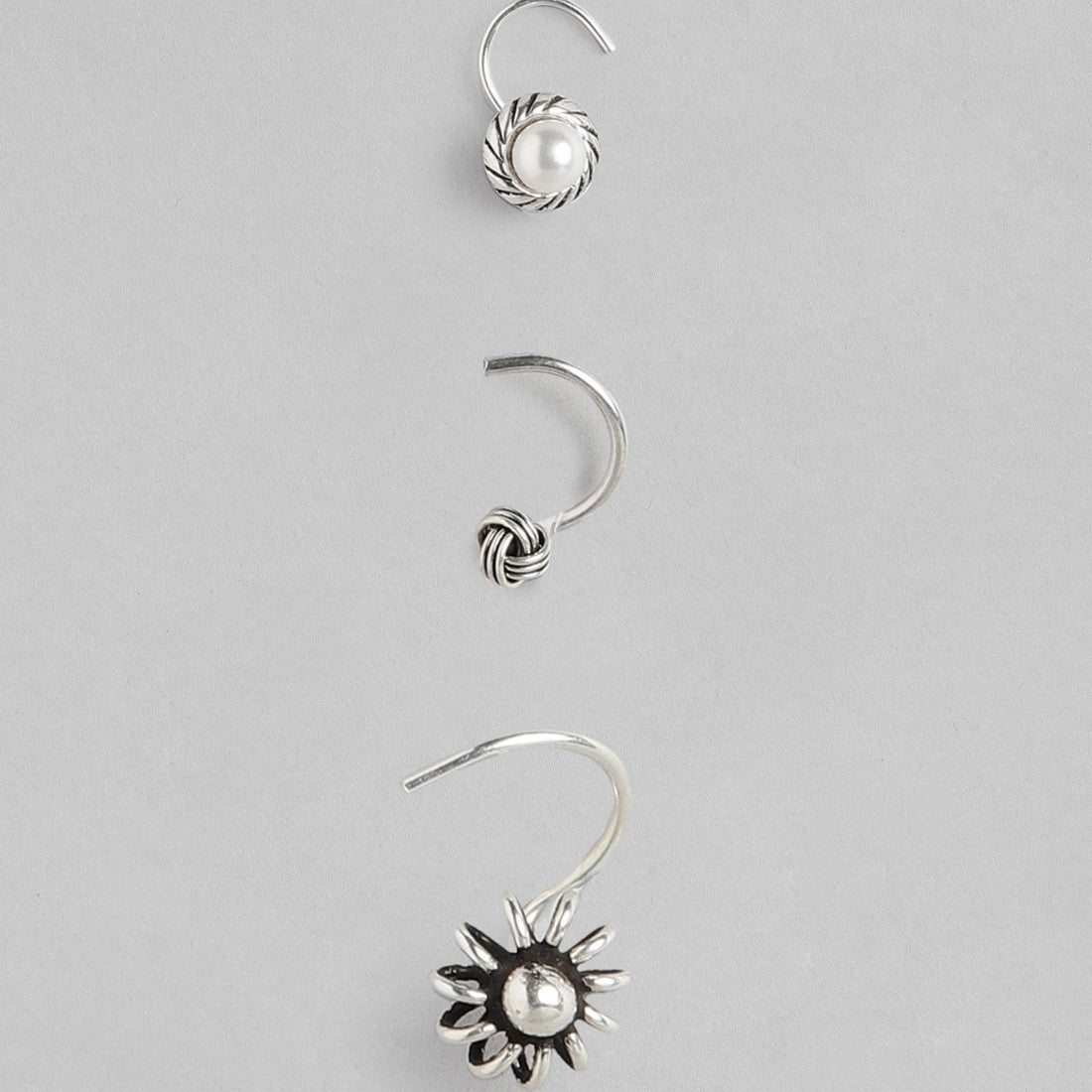 Oxidised Mix Style Classic 925 Silver Nose Pin Set