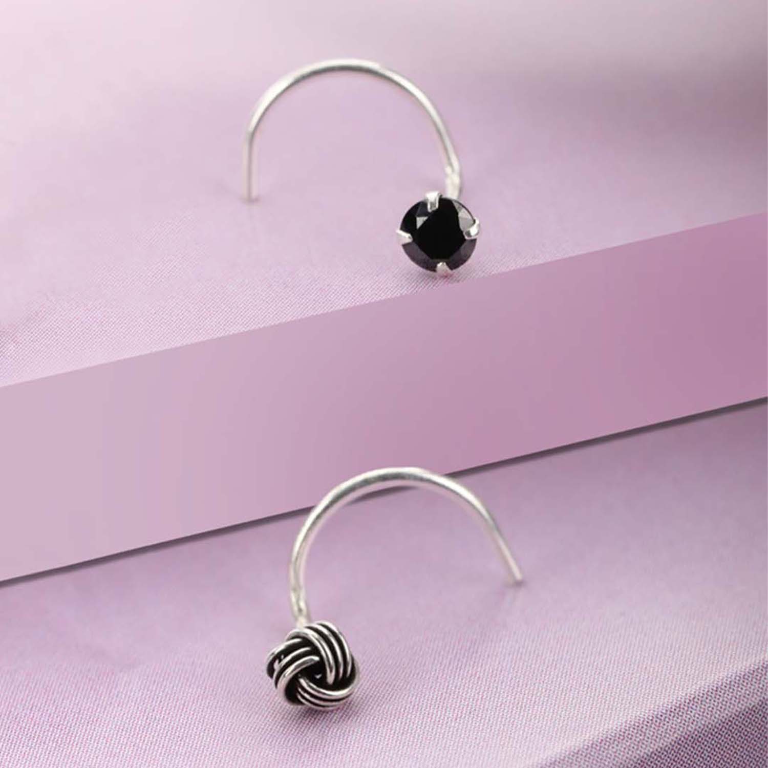The Dark Duo 925 Silver Nose Pin Set