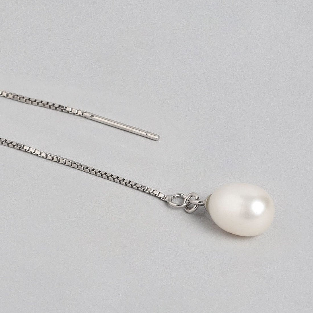 Pearl Sui Dhaga 925 Silver Rhodium-plated Earrings