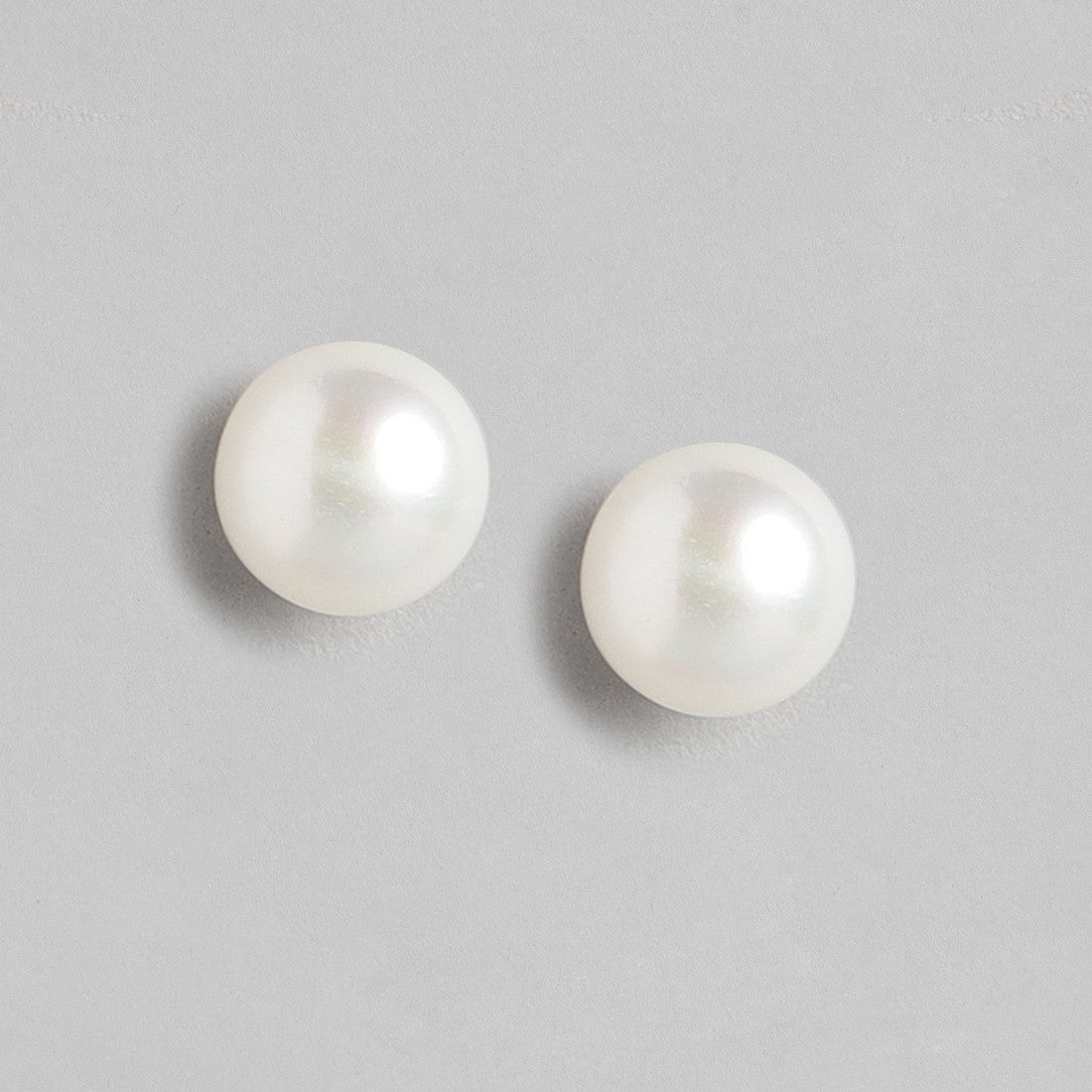 Delicate Dot Pearl 925 Silver Earrings (8mm Pearl)