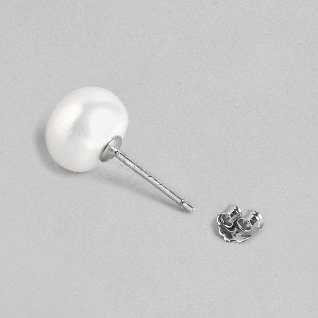 Delicate Dot Pearl 925 Silver Earrings (8mm Pearl)