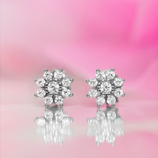 Stellar Nakshatra Floral Silver Earrings - Valentines Edition With Gift Box