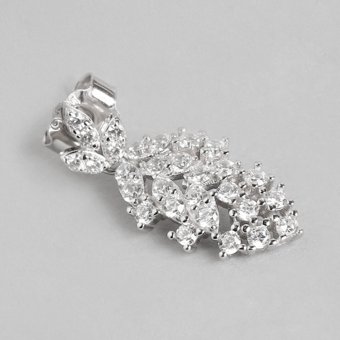 Diva Leaf 925 Silver Drop Earrings