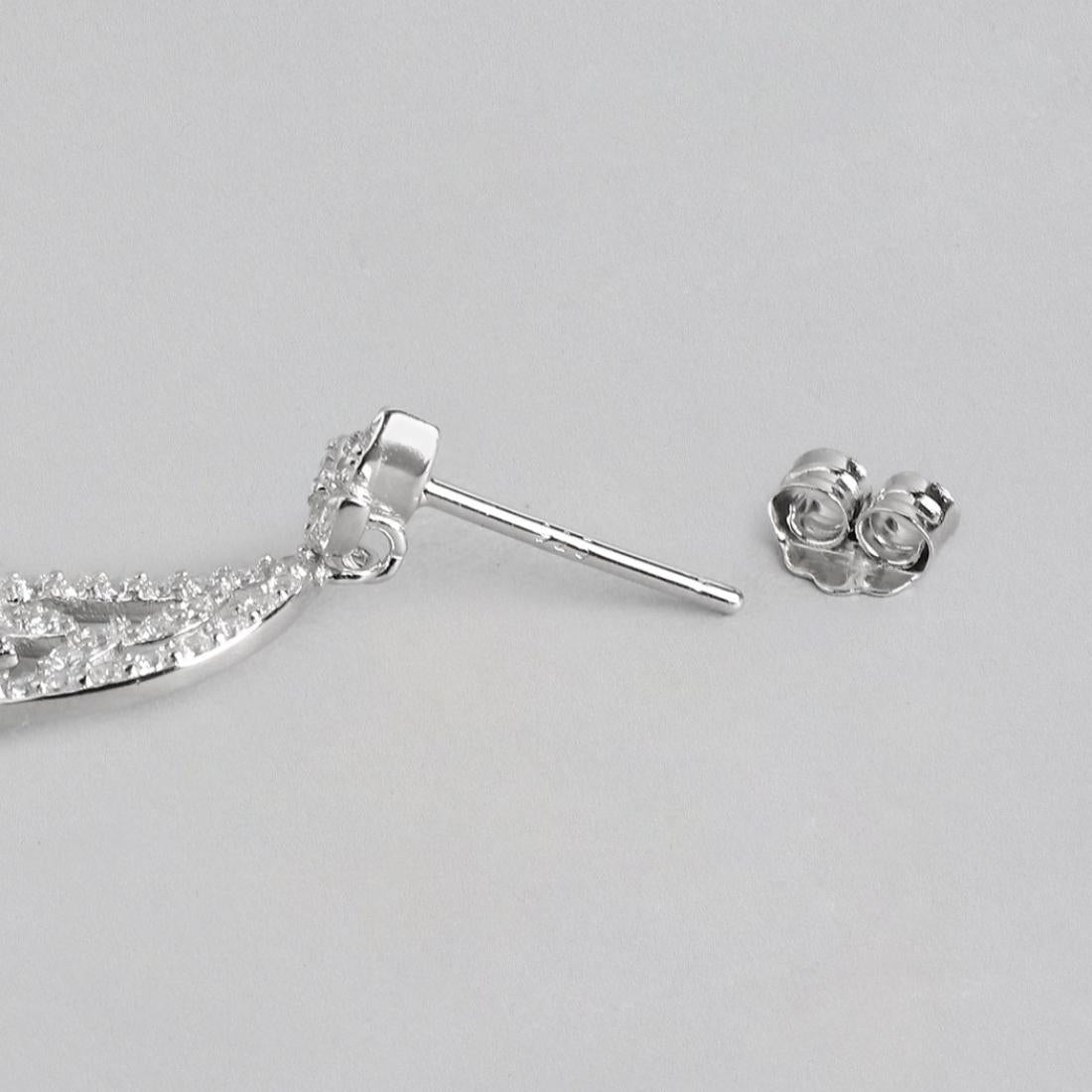 Delicate Shine Leaf CZ 925 Sterling Silver Earrings