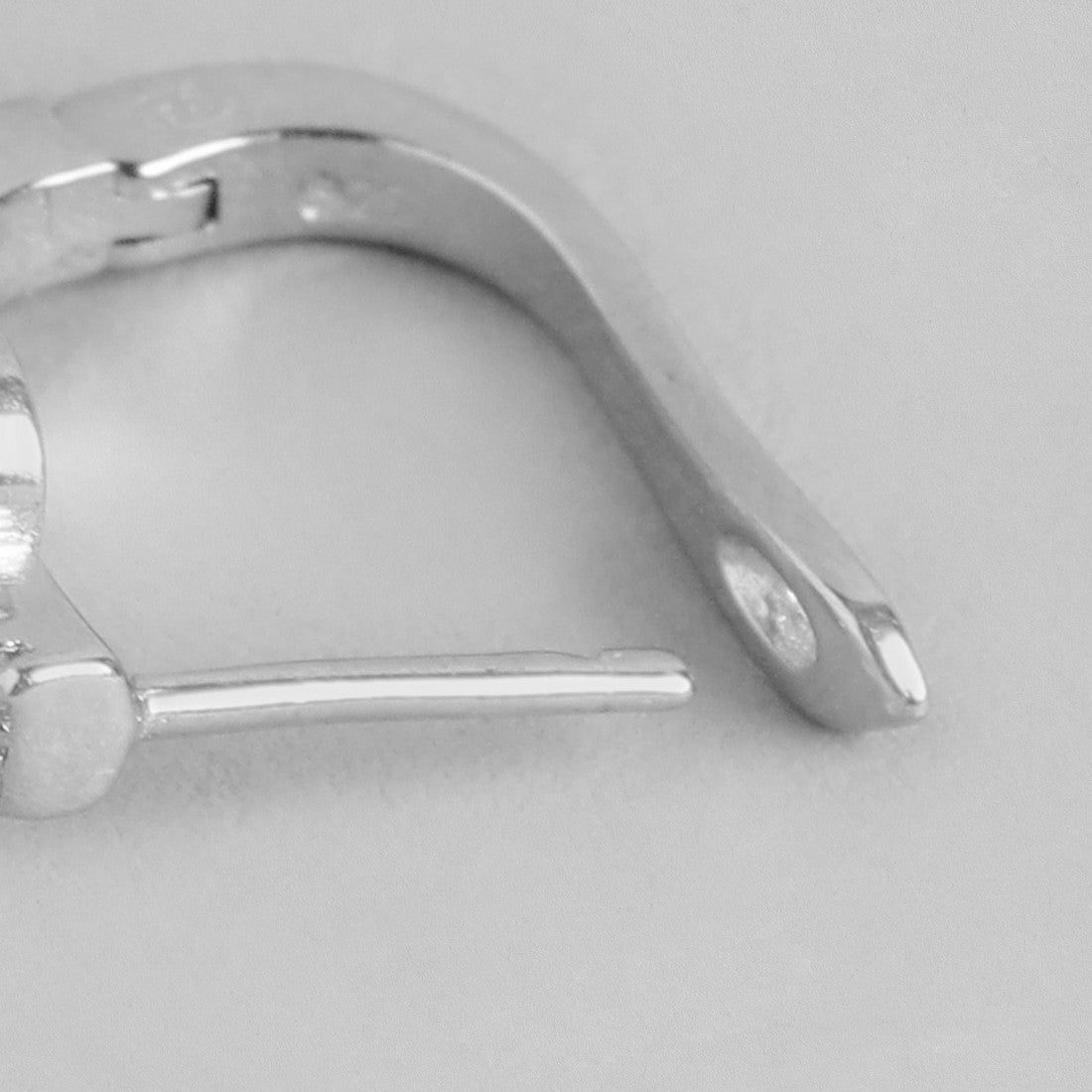 Solitaire Heart CZ 925 Silver Latch-Back Earring