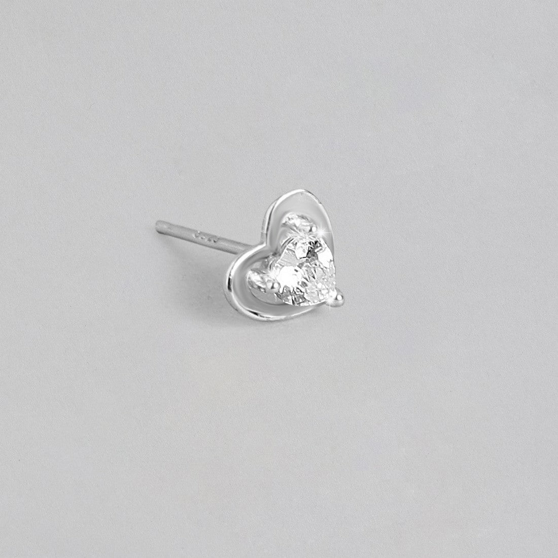 Sparkle Heart CZ 925 Sterling Silver Stud Earrings