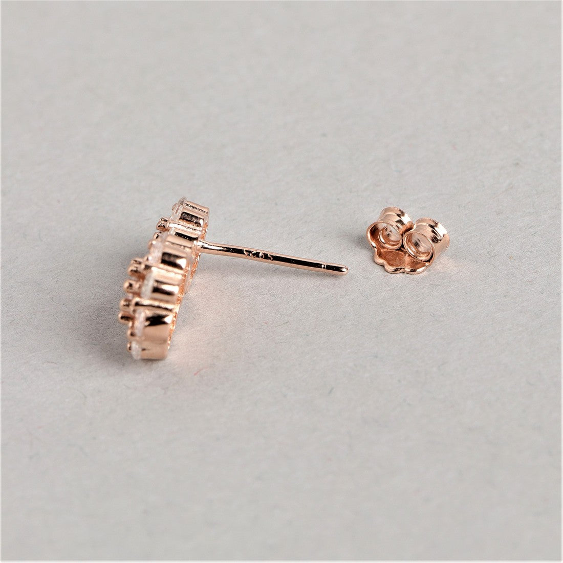 CZ Studded Rose Gold Plated 925 Sterling Silver Cluster Earrings