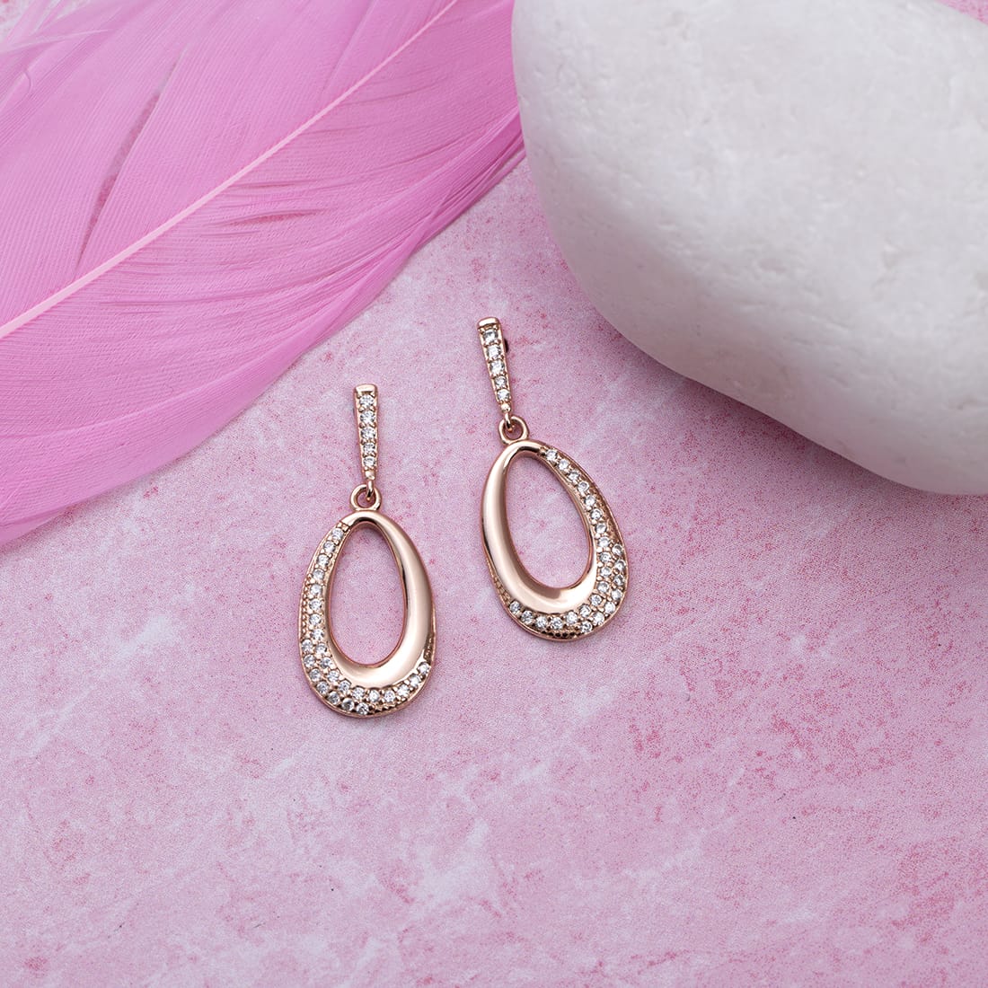 Rose Gold Plated Drop 925 Sterling Silver Earring