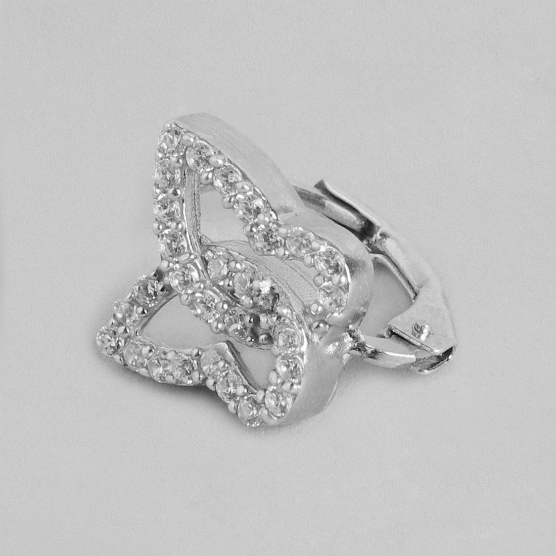 Butterfly CZ Rhodium Plated 925 Sterling Silver Earrings
