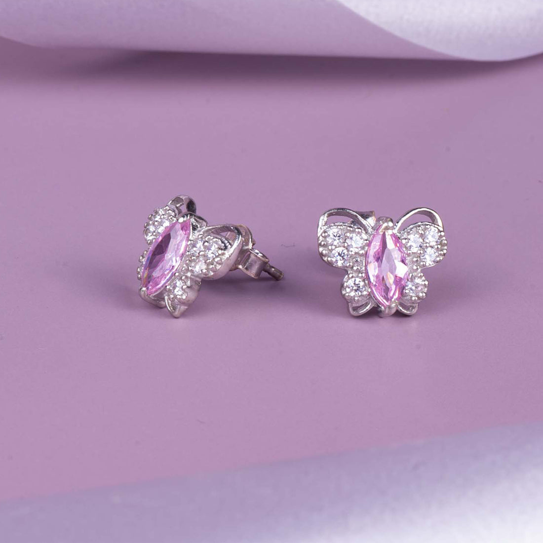 Elegant Butterfly CZ Studded 925 Silver Earrings