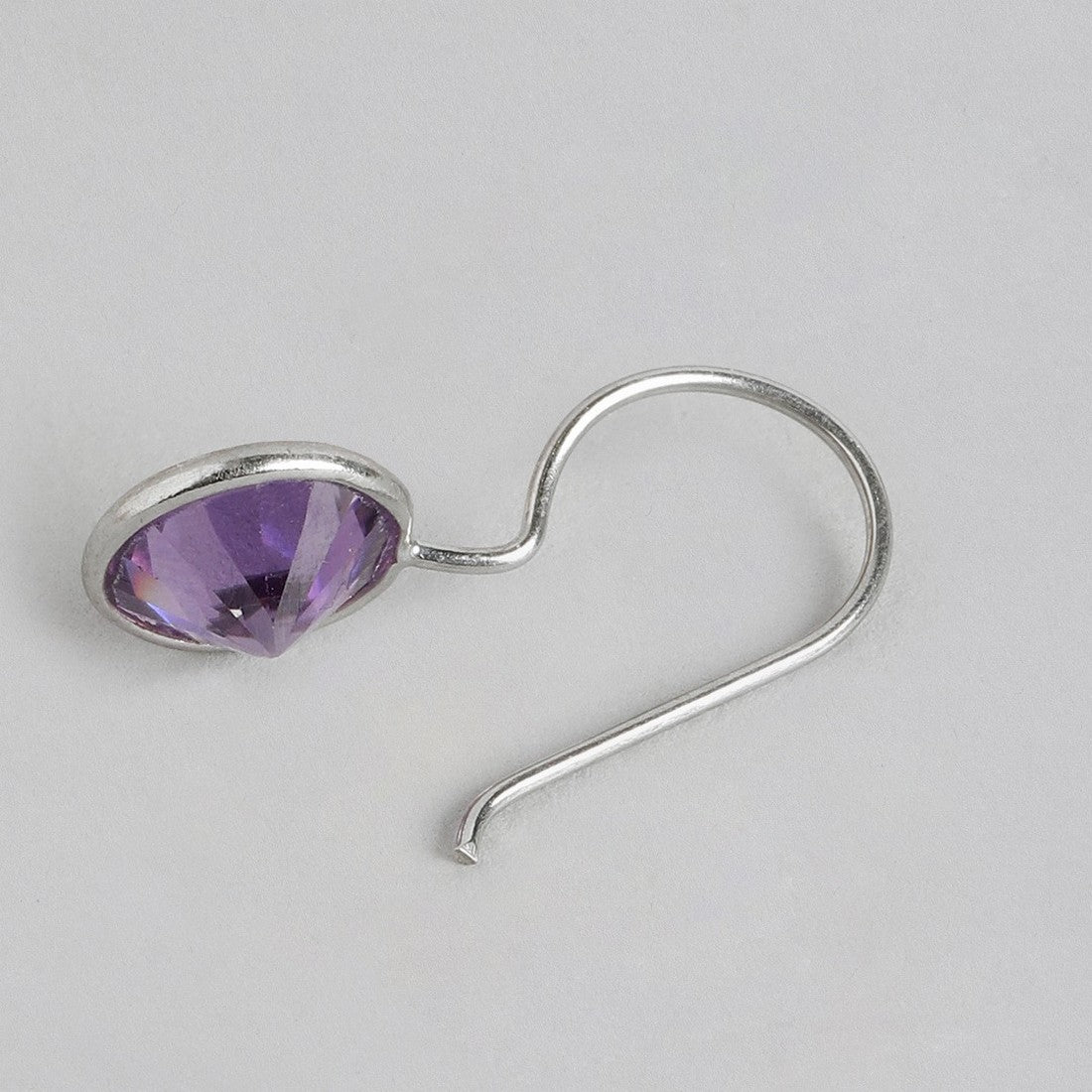 Amethyst Stone Rhodium Plated 925 Sterling Silver Earring