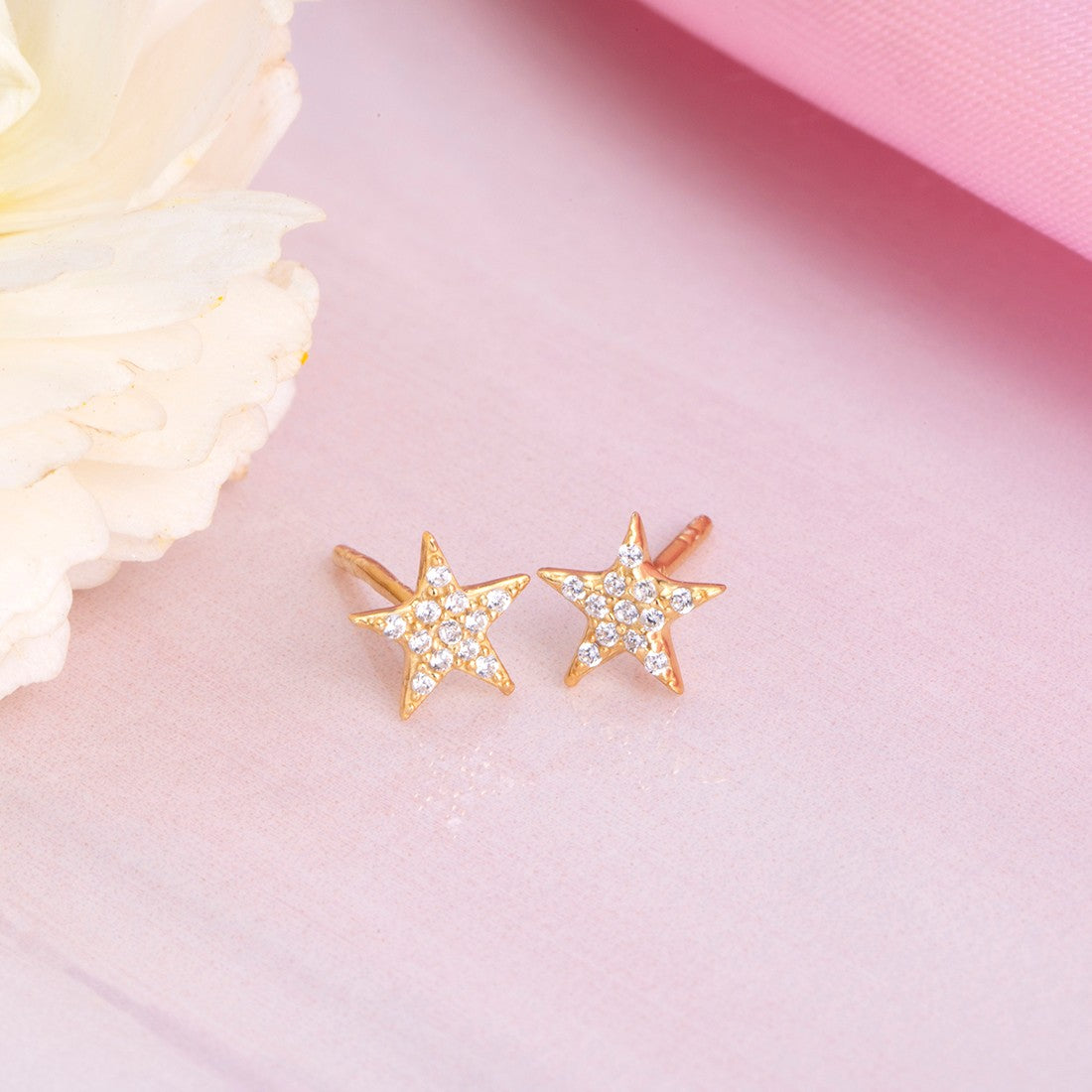 CZ Star Golden Plated 925 Silver Earring