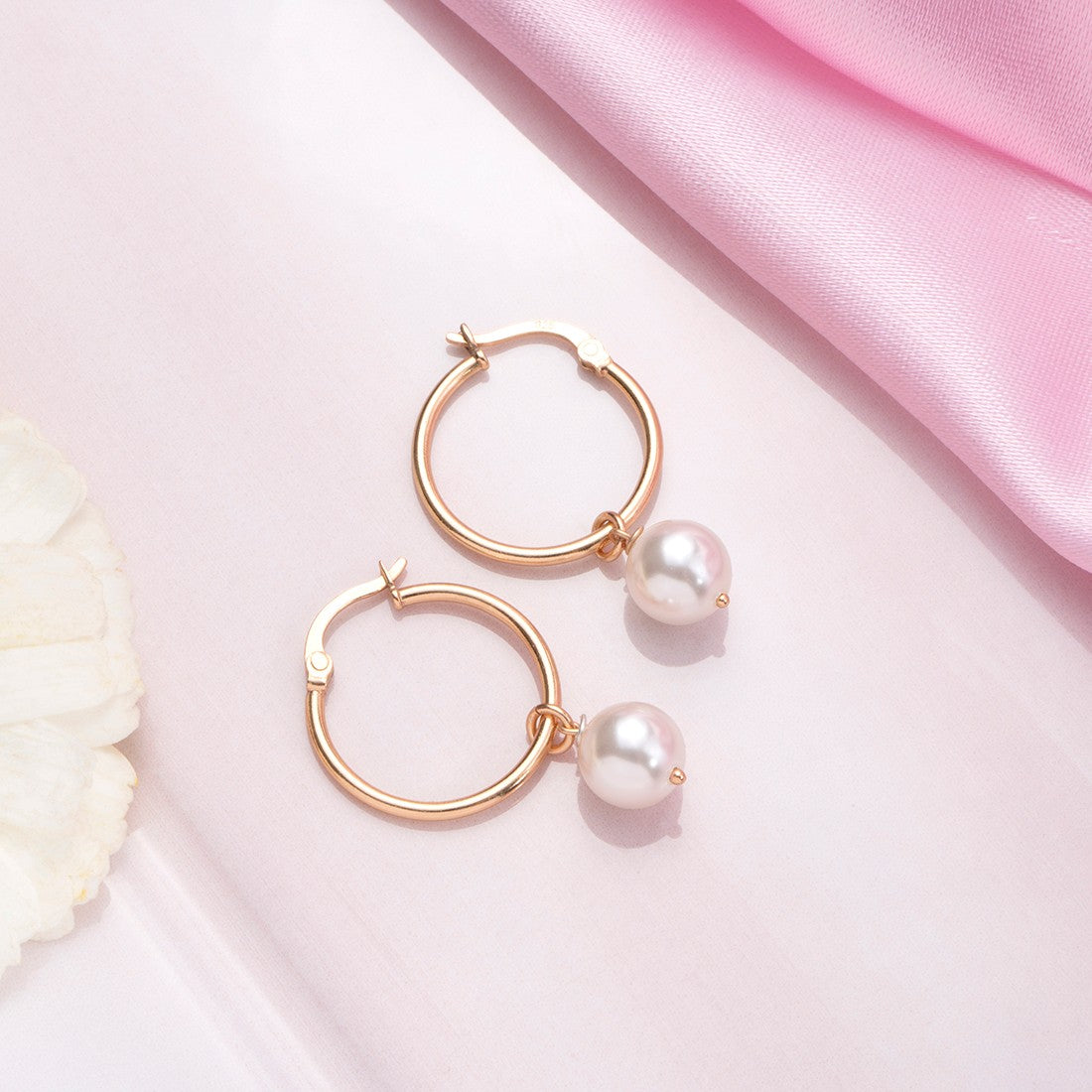 Simple Pearl Rose Gold Plated 925 Silver Earring