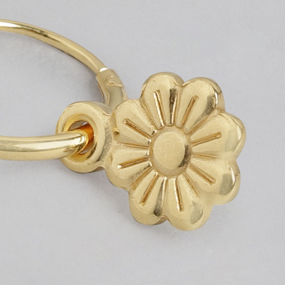 Flower Hook n Loop Gold Plated Earring