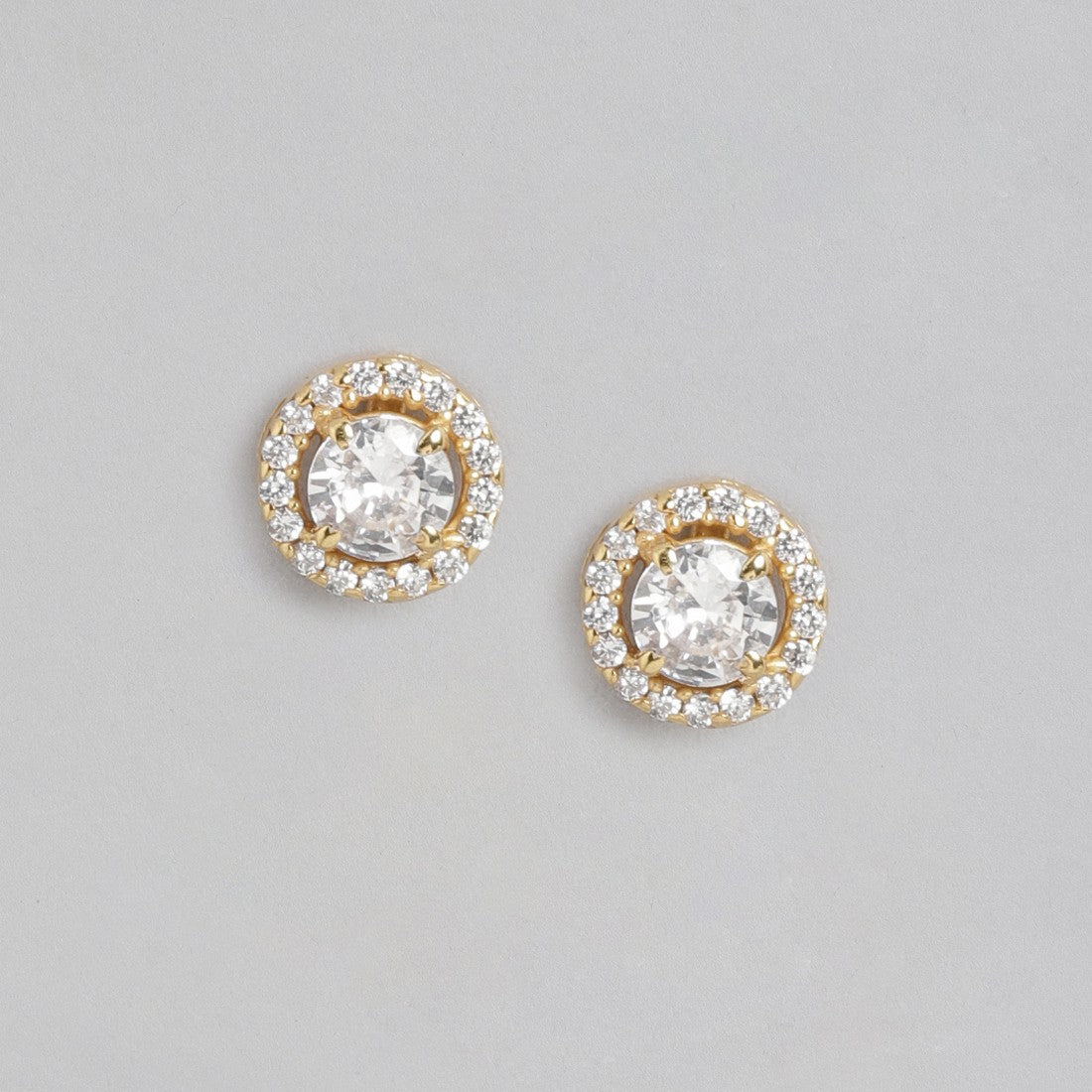 CZ studded Gold Plated Silver Earring