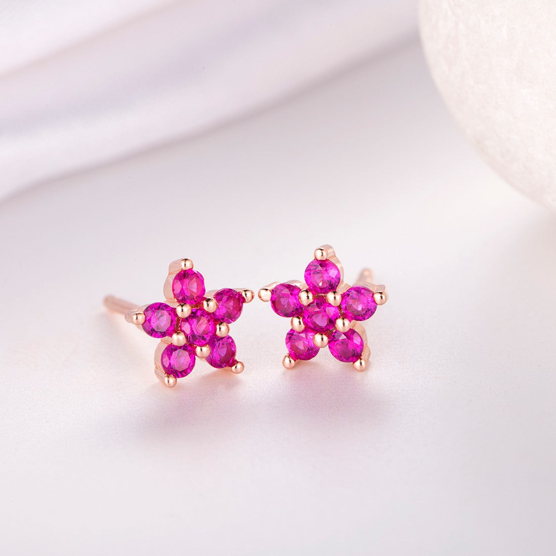 Radiant CZ Rose Gold Plated 925 Sterling Silver Stud Earrings