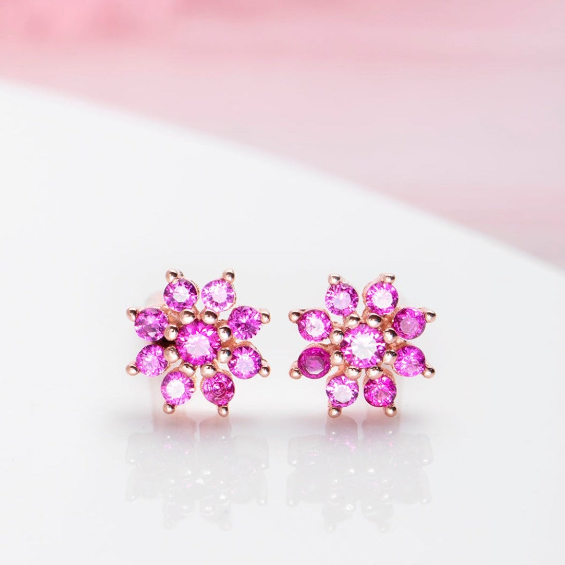 Rosegold Blooms 925 Sterling Silver Floral Earrings with a Touch of Elegance