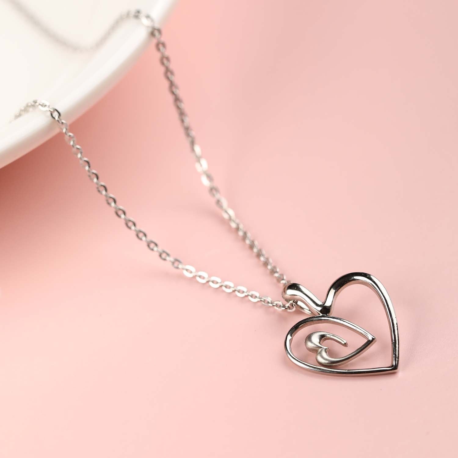 Nested Heart 925 Silver Necklace