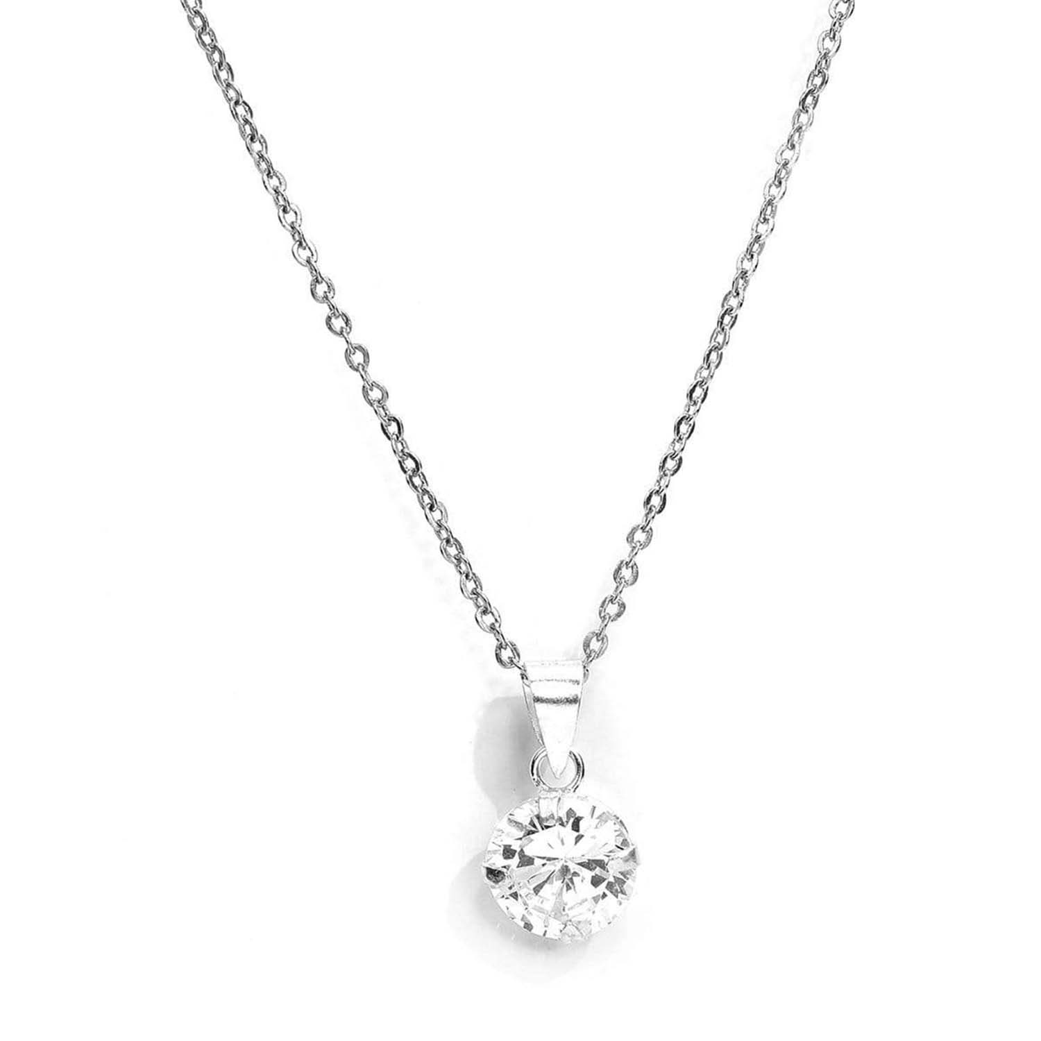 Sensational Solitaire Pendent with 925 Silver Chain