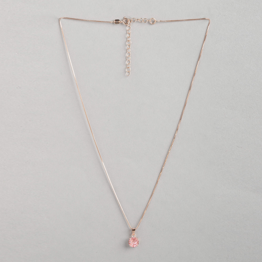 Pink Solitaire Rose Gold Plated 925 Silver Necklace